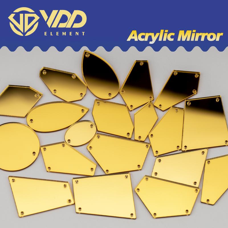 VDD 30/60/200Pcs Mix Size Acrylic Mirror Sewing Rhinestones Sew on DIY Crafts FlatBack Sewn Stones for Garment Dress Decorations