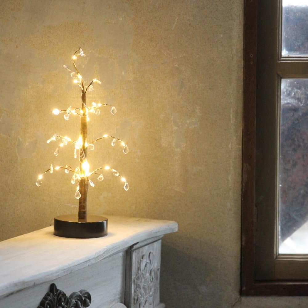 Wall-Mounted Christmas Tree, Mini LED USB Remote Control Light, Tabletop Glowing Ornament, Nordic Style, Natural Decoration, Gold (35cm)