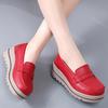 Ladies Platform Loafers Casual Elegant Black Red Grey Blue Leather Women Elevator Thick Sole Shake Shoe Plus Size