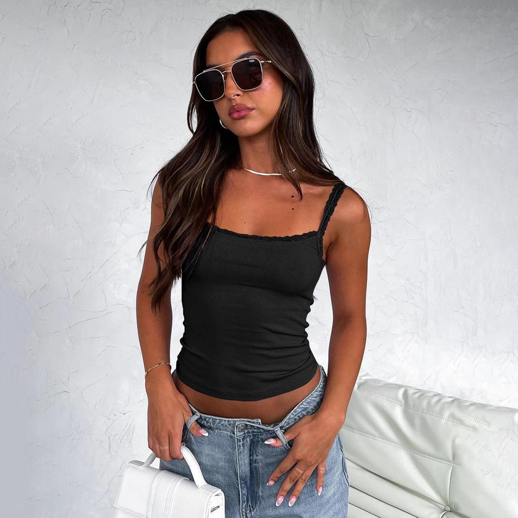 Women Summer Slim Versatile Camisole Vest Suspenders U-Neck Inside Bottoming Shirt Short Inner Tank Top Solid Color