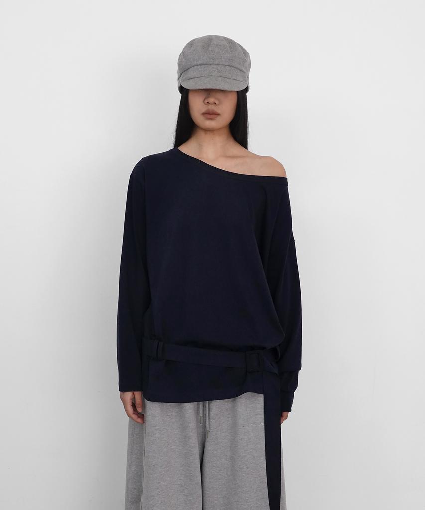 Saendeulig One Shoulder Belt T_Navy
