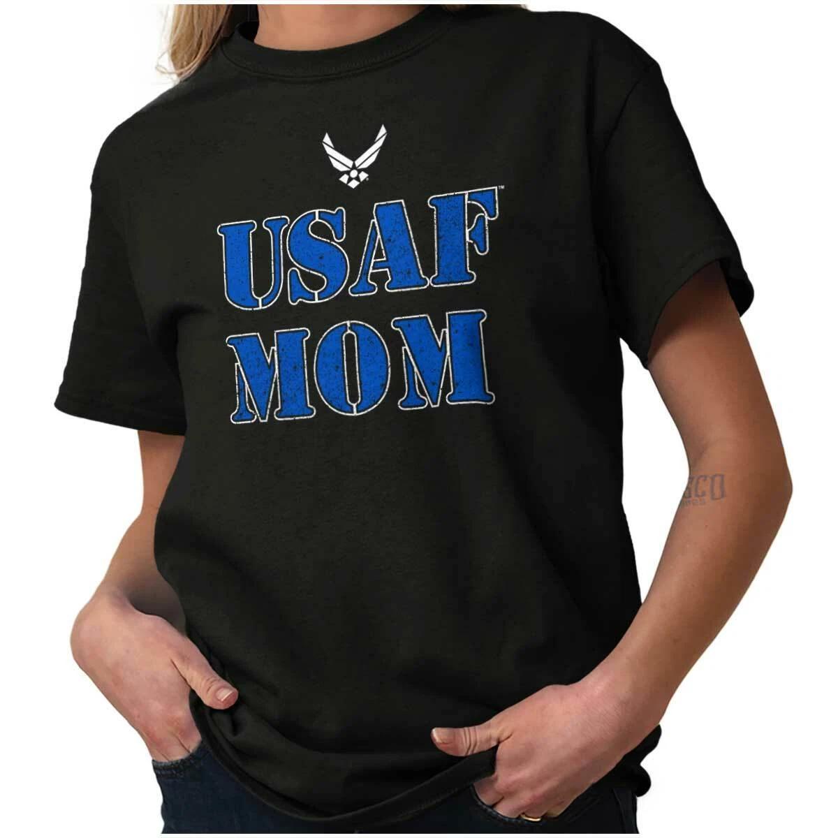 United States Air Force Wings Logo USAF Mom Womens Graphic Crewneck T Shirt Tee S
