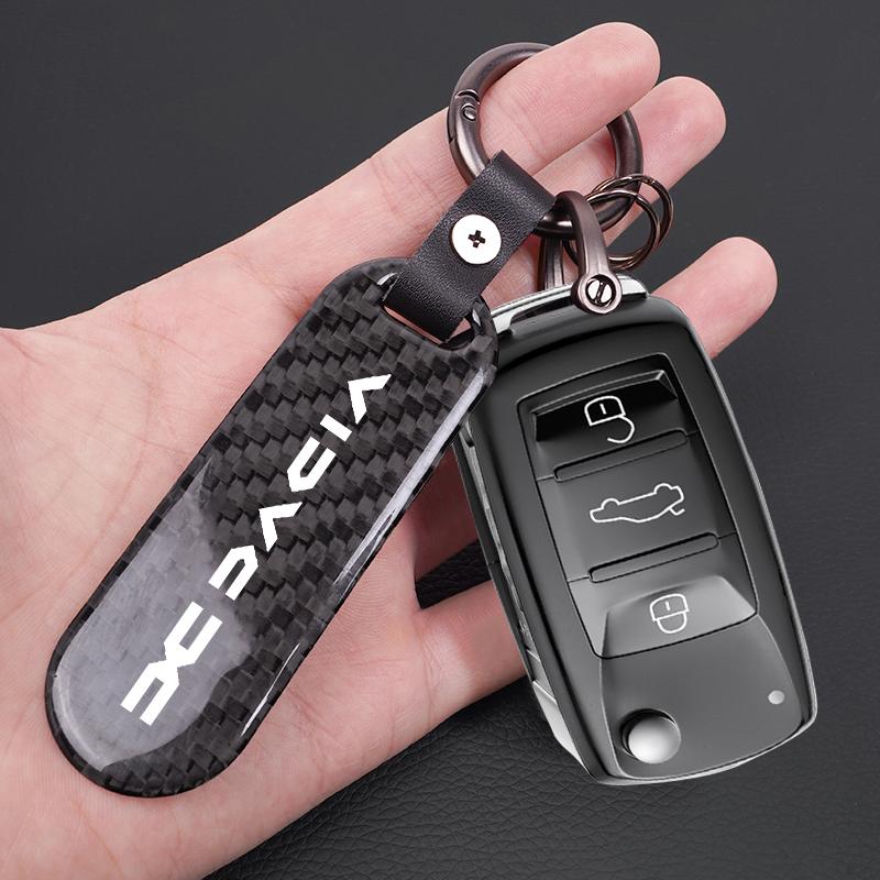 Carbon Fiber Texture Car Key Chain Ring Auto Keychain For Dacia Duster Logan Sandero Stepway Dokker Lodgy MCV 2019 Spring Bigs