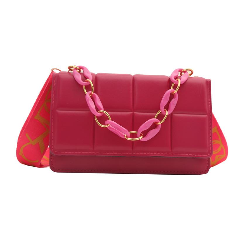 Chic Grid Chain Small Square Bag In Multiple Stylish Colors For Women красный