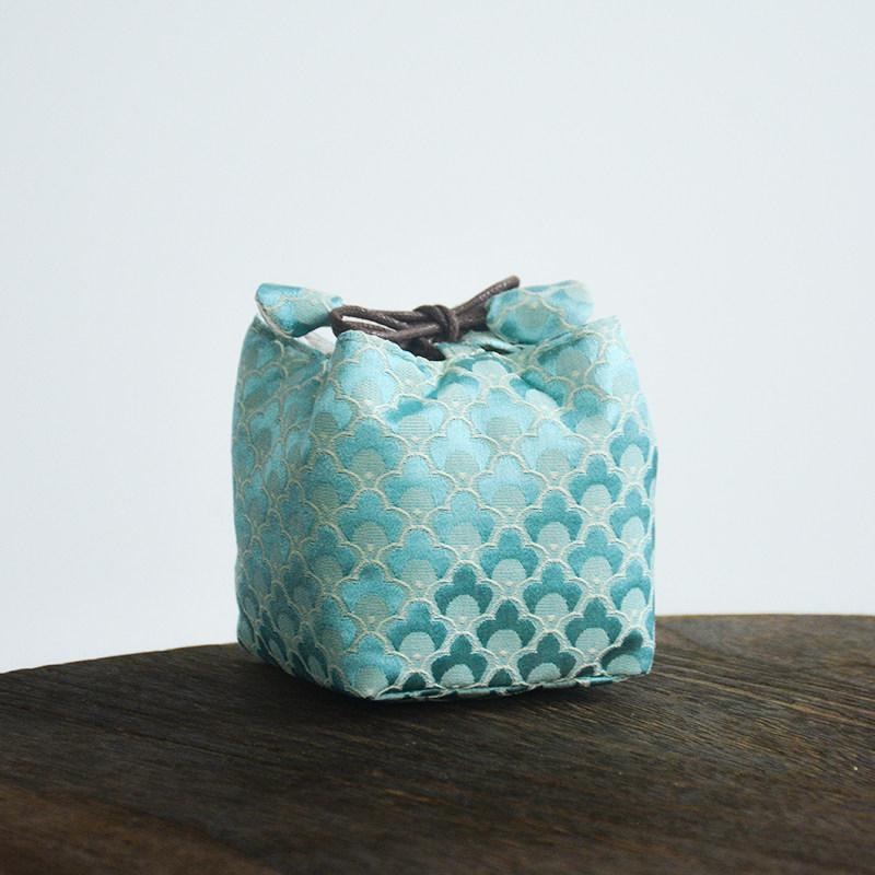 Čínská brokátová taška na čajovou soupravu Víčko na konvičku Miska Ochranná látková taška do exteriéru Jednoduchý hrnek na čaj Silná kapsa na svazek 8x9cm