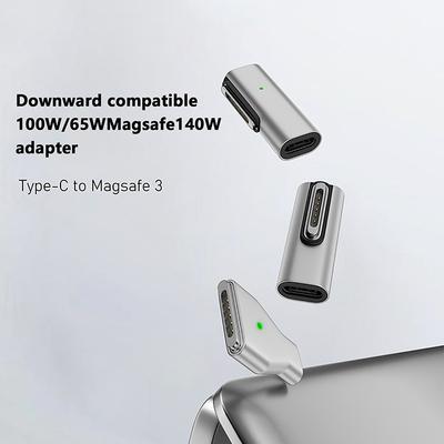 140W Type C Magnetic Adapter For Apple Magsafe 1/2/3 For Macbook Air Pro 90Degree Elbow Usb C Female Fast Charging Converter
