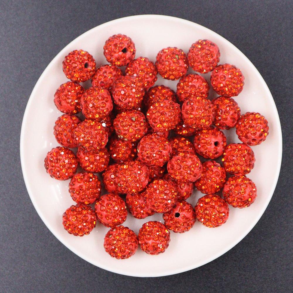 100 Stück 10mm Strassperlen Orange Glänzend Rund Shamballa Kugel Set zum Basteln