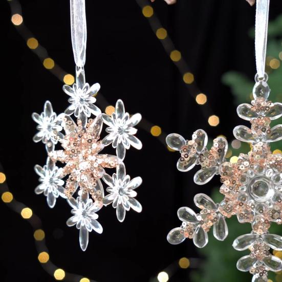 Christmas Acrylic Hanging Ornament Glitter Clear Reindeer Butterfly Pumpkin Carriage Snowflake Dragonfly Ballet Girl Xmas Tree Hanging Ornament