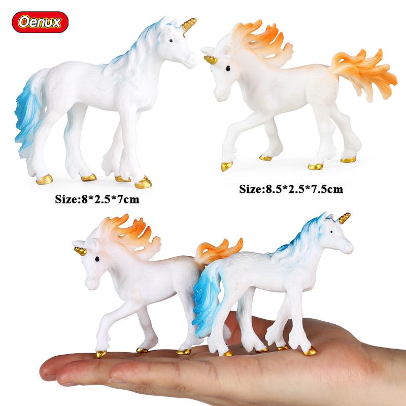 Oenux Original Genuine Fairy Tale Fly Horse Simulation Animal Mythical Elves Elf Pegasus Action Figures Model PVC Cute Kids Toy