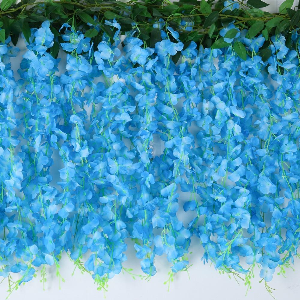 

Подвесные искусственные цветы глицинии 10 веток поддельная шелковая цветочная лоза настенный декор Blue Style B