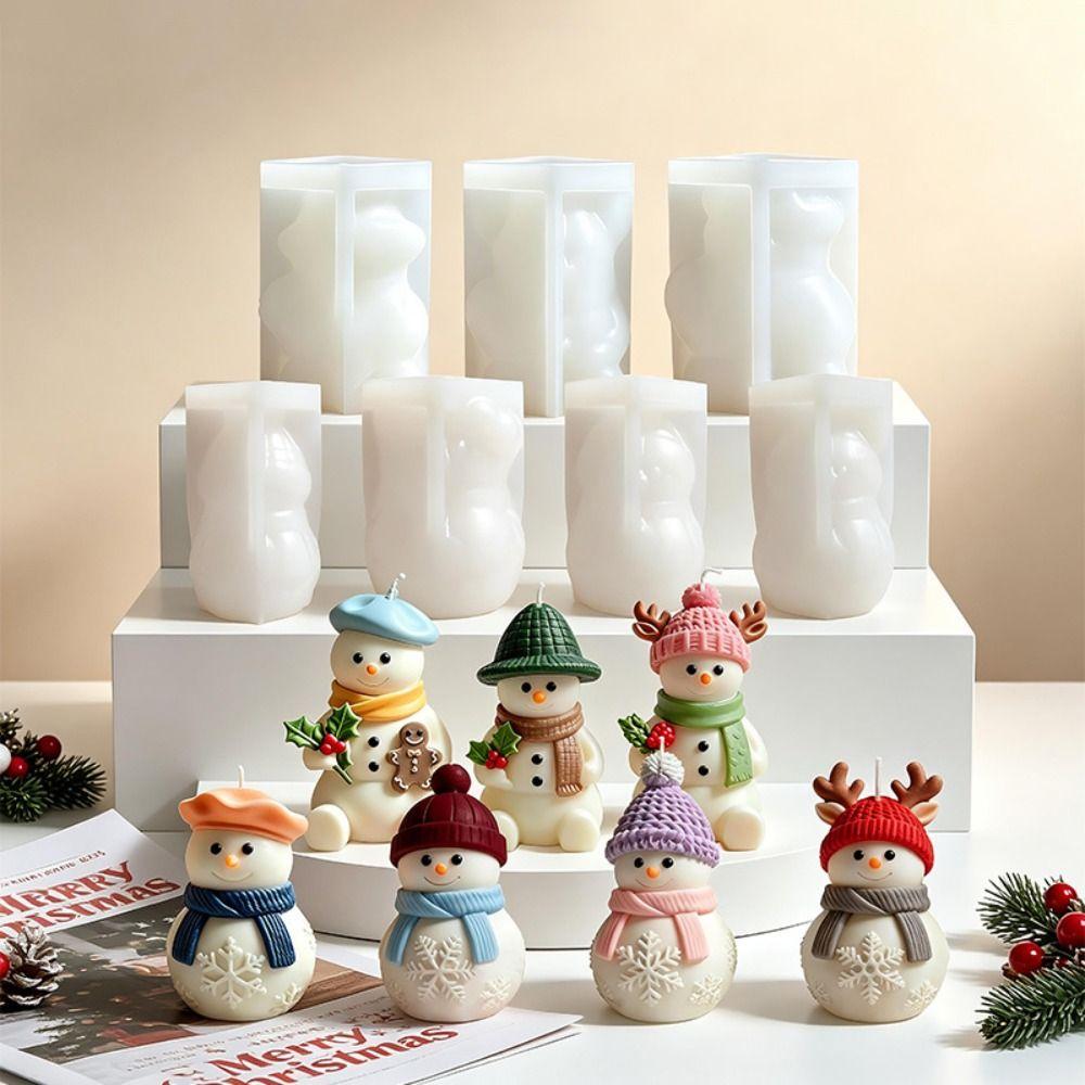3D Christmas Snowman Chocolate Mold Heat Resistant Baking Mold Candle Silicone Mold  Decor Crafts