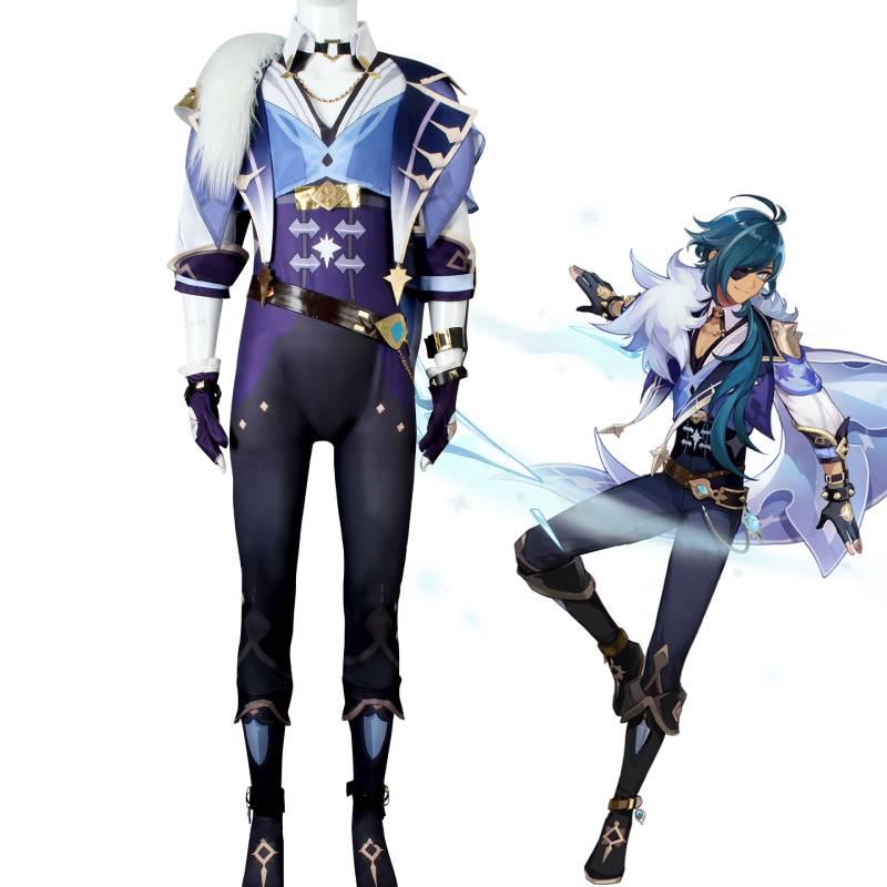 Ensemble de costume Cosplay Original Genshin Impact Pour Kaeya Design Imprimé Ethnique Tribal