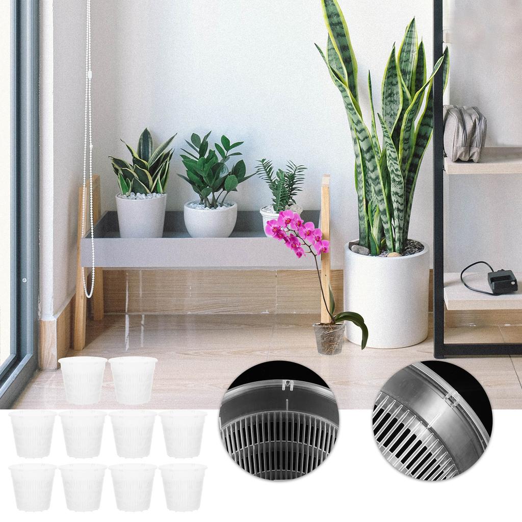 10Pcs Premium Plastic Control Root Pot for Orchids Bonsai Cactus Indoor Outdoor Balcony Garden Home Office Desktop Flowerpot
