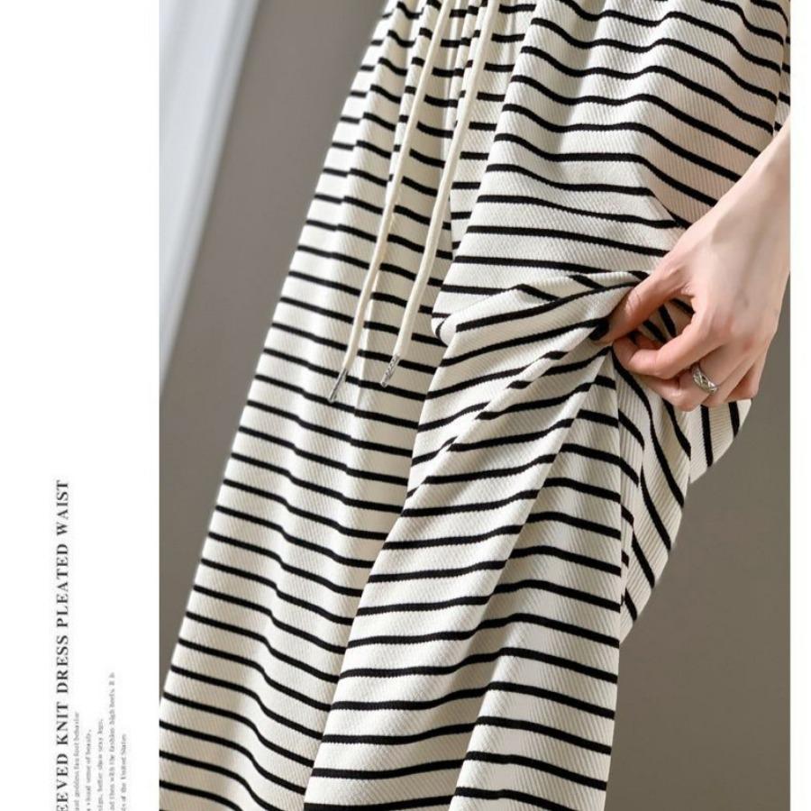 Pantalones de Pierna Ancha a Rayas Blancas y Negras para Mujer Primavera Verano Pierna Recta Sueltos Casuales Pantalones Versátiles con Estampado de Cebra