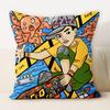 Drawing Graffiti Backrest Square Office Pillow Cover Funny Graffiti Pillow Home Sofa Cushion Cover