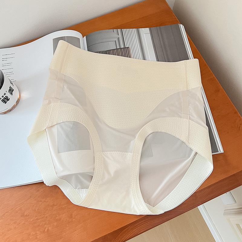 

Бесшовное нижнее белье из кремового шелка с высокой талией для женщин, дышащие трусы с облегающим бедром, с запахом живота, бедра XL