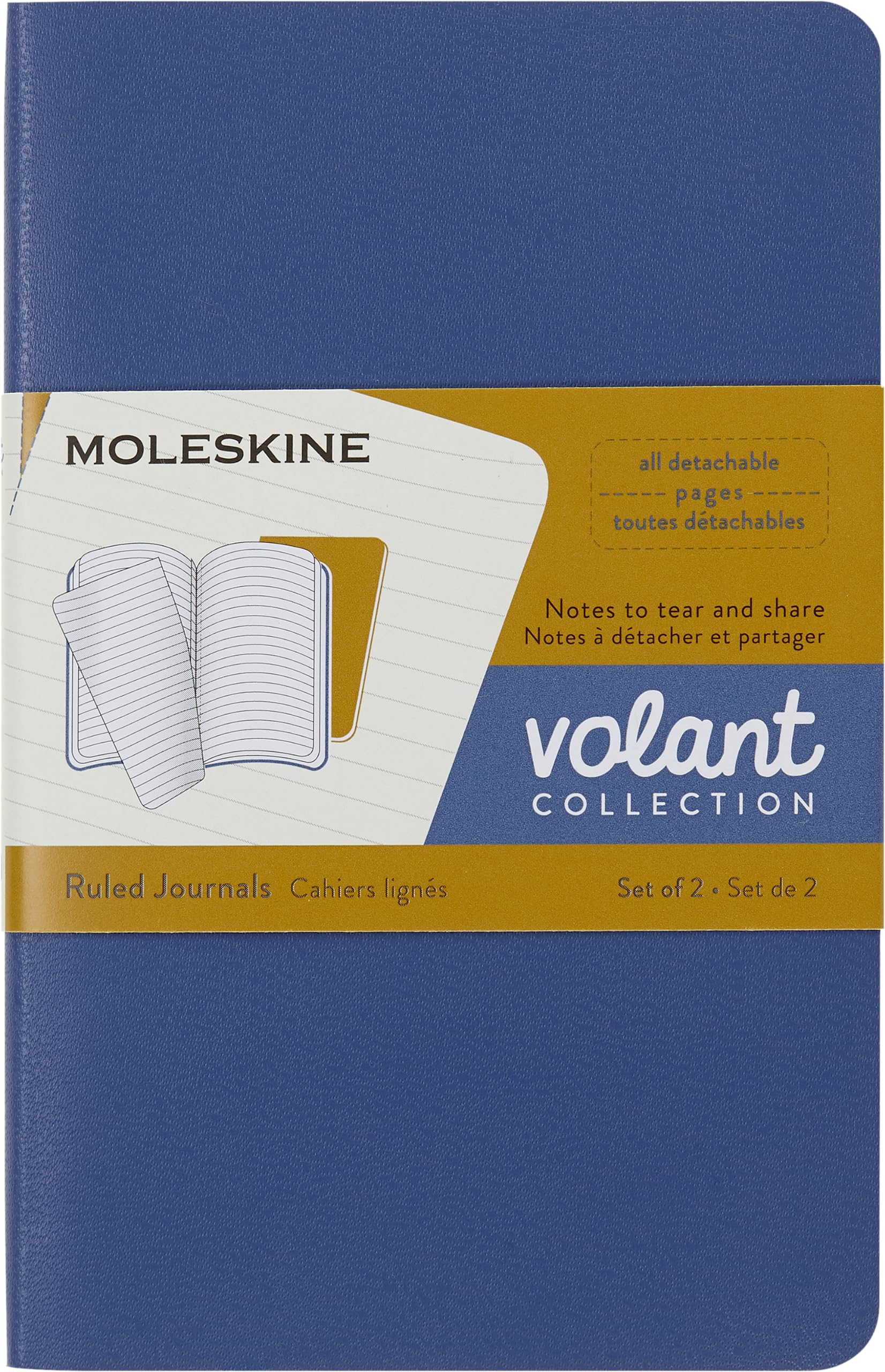 

Moleskine VOLANT Journal Ruled Pocket Forget Me Not Blue, Amber Yellow QP711B41M17