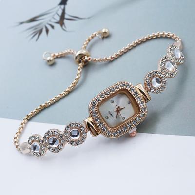 Elegante kleine Zifferblatt quadratische Uhr Strass-Design Damen Armbanduhren Luxus Kordelzug Armband Damenuhr Reloj Mujer