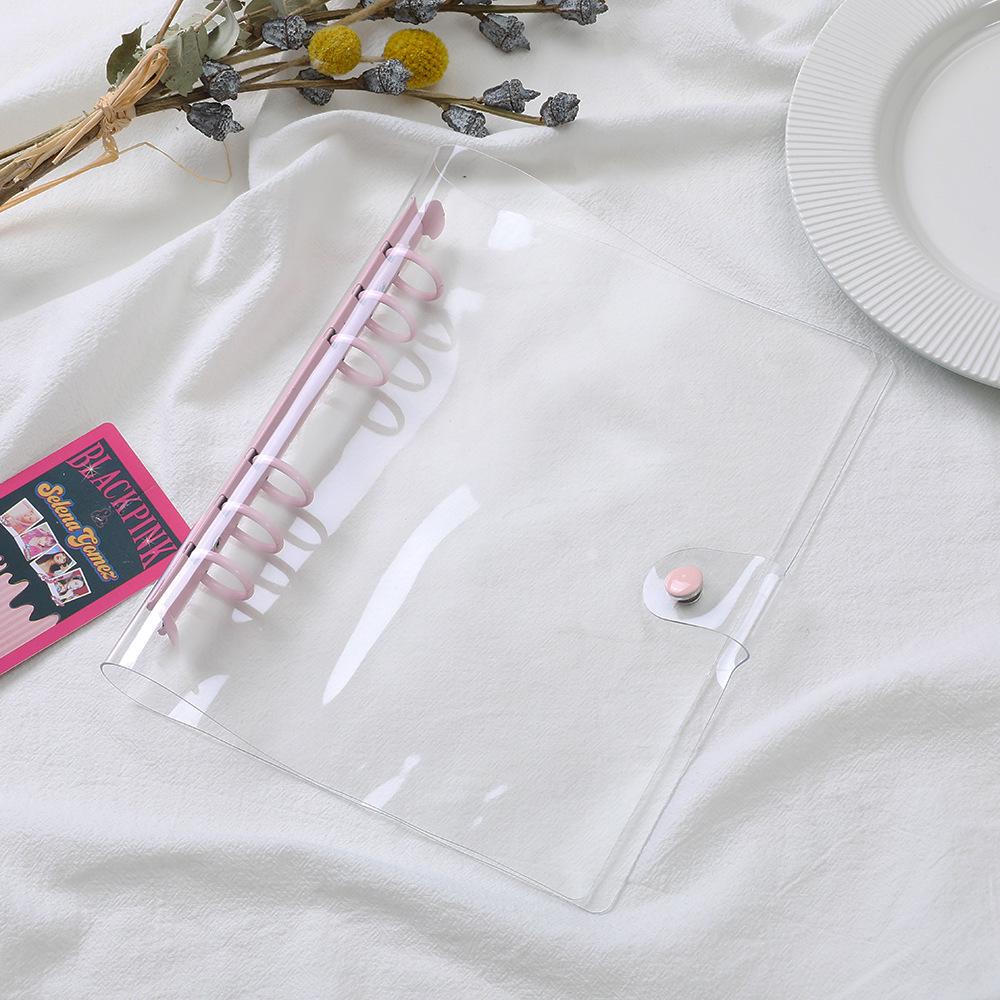 Japanese A5/A6 Transparent 6-Hole Binder Notebook with Snap Button Cover