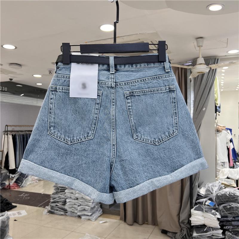 Women's High-Waisted Loose Fit Wide-Leg Denim Shorts