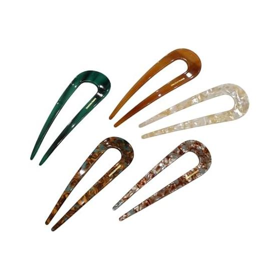 RuiMi U-Shaped Hairpins 5-Piece Set, Acrylic Simple Hair Accessories, Hair Ties, Hair Ornaments, Updo Hair, Hair Styling, Maruko Hair, Women s,