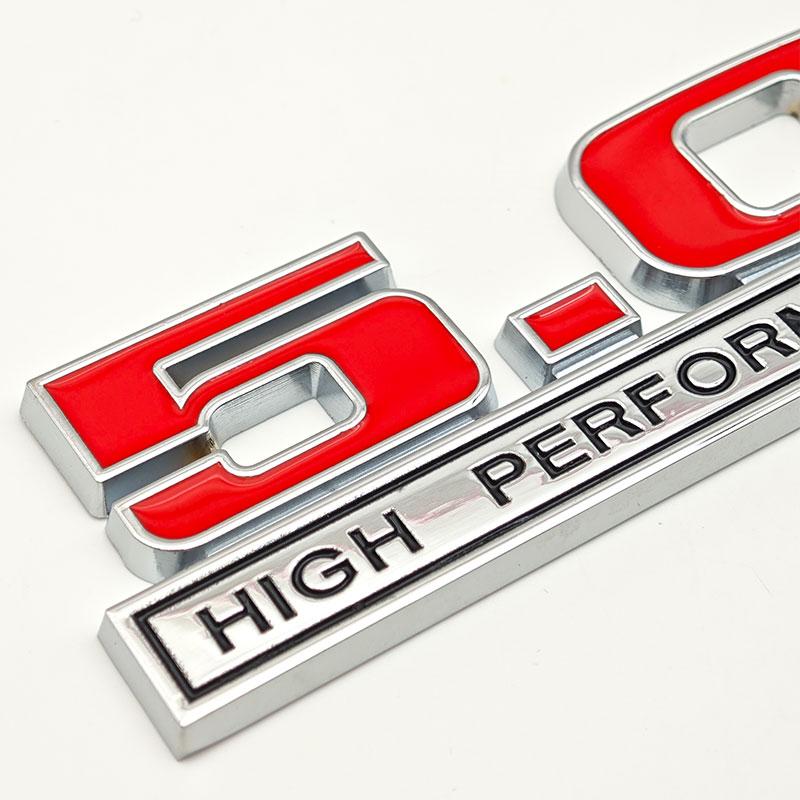 OKM20 3D Metal Red Chrome 5.0 High Performance Car Rear Trunk Stickers Front Grille Badge Emblem for Ford Mustang Accessories