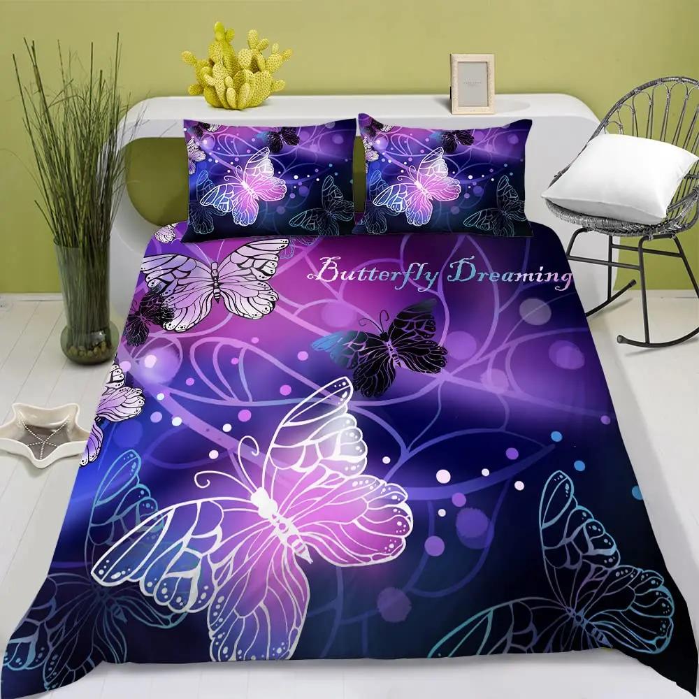 Rose Flowers Duvet Cover Set Butterfly Garden Bedding Sets Girls Women Floral Fresh Nature Blooming Rose Comforter Cover 3 Pcs