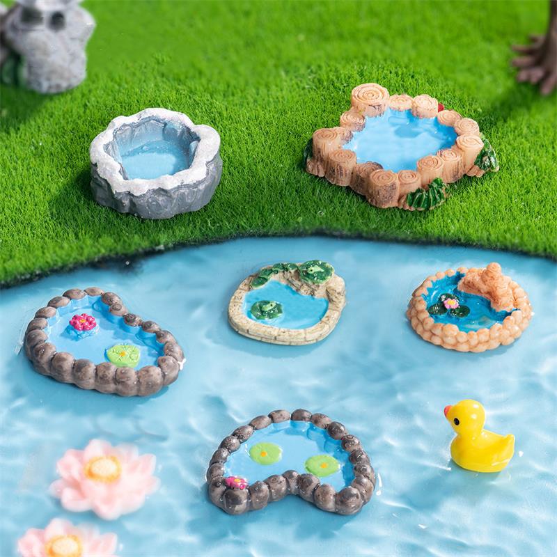 Cute Simulation Pool Tower Micro Landscape Ornaments Doll Car Ornaments Desktop Home Decoration Dollhouse Toy Diy Accessory Gift