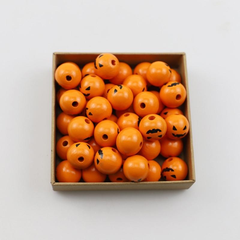 10 Pcs Craft Wood Beads Halloween Beads Polished Round Beads for Jewelry Making