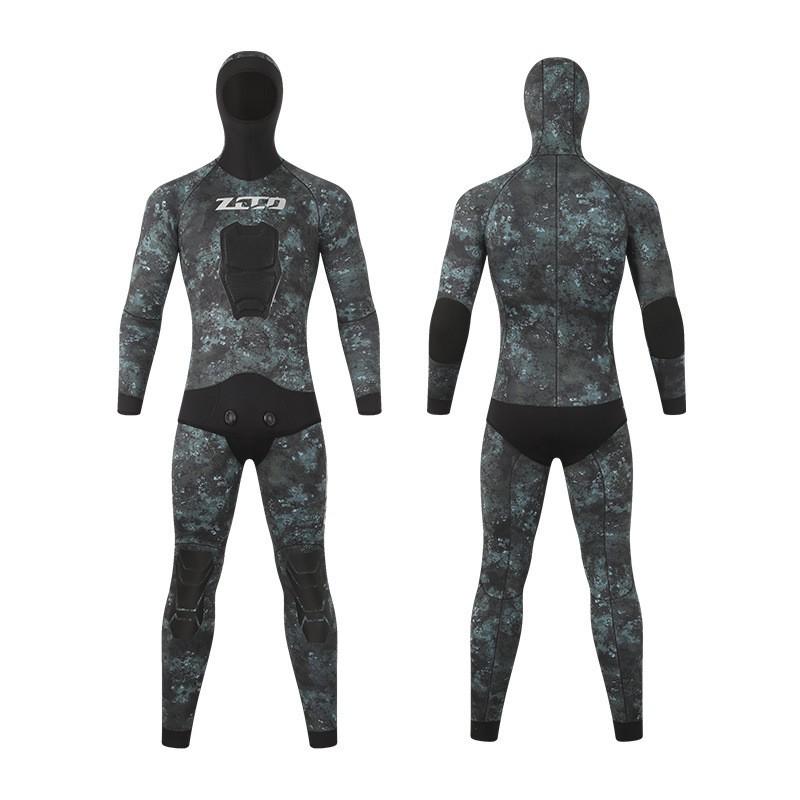 ZCCO 5mm Neoprene Wetsuit Set Camo Spearfishing Diving Suit Men Women Warm Water Sports Gear