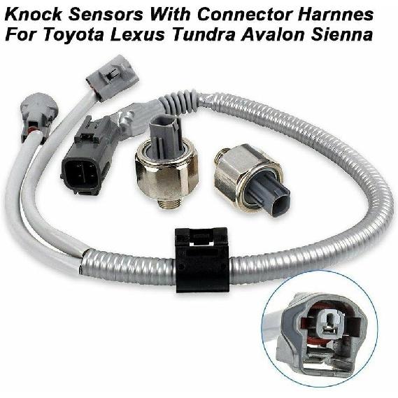 2 PCS 89615-12090 Knock Sensor with Wiring Harness Kit Compatible with Toyota Highlander Camry Avalon Sienna 2001 2002 2003 2004, For Lexus ES300