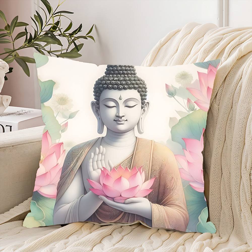 Buddha Zen Stein Blume Serie Kissenbezug Elegant Wohnzimmer Schlafzimmer Dekorative Rechteckige Kissenbezüge Sofakissenbezug