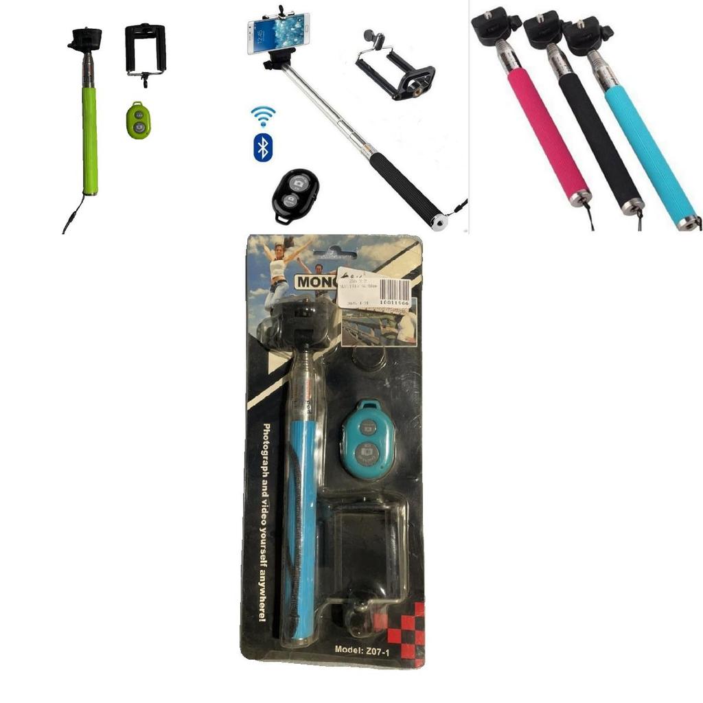Stainless Steel Section Telescoping Selfie Stick With Bluetooth Remote For Travel Photography