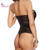 Bodysuit Mesh Cross Crotchless Sexy Fun Clothing Women Halter Lace Up Nightdress Sleepwear