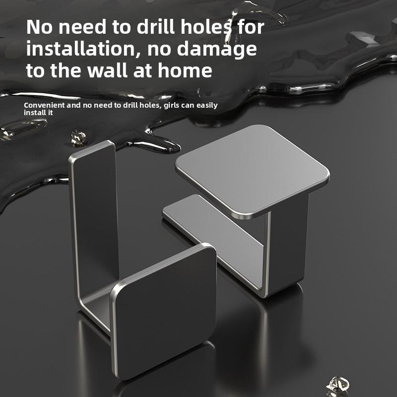 Wall Mount Sink Basket With No Drilling Carbon Steel For Bathroom And Kitchen Storage