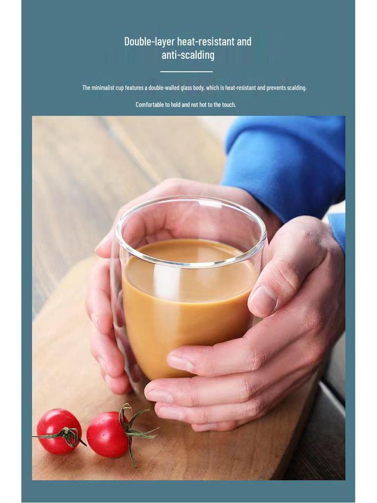 Egg-Shaped Insulated Double-Layer Borosilicate Glass Cup