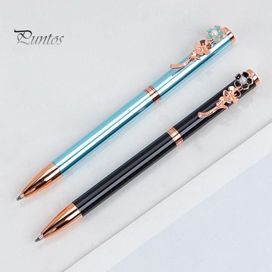 Exquisiter, einziehbarer, solider Schreibstift, bezaubernder Kunstperlen-Blumen-Clip-Kugelschreiber, Studentenbedarf