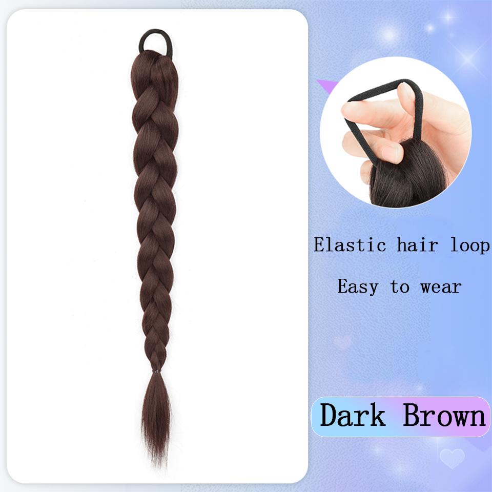 18-calowy syntetyczny warkocz kucyk z gumką do włosów warkocze bokserskie dla kobiet akcesoria do włosów długie czarne warkocze