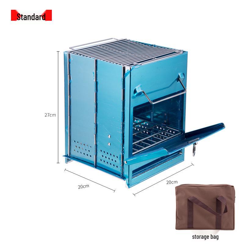 Portable Stainless Steel Folding BBQ Grill & Wood Stove for Outdoor Cooking