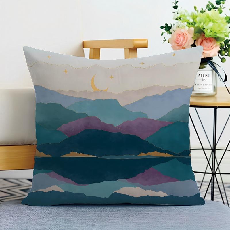 Simple Mountain Print Decorative Pillowcase Bedroom Living Room Square Cushion Pillowcase