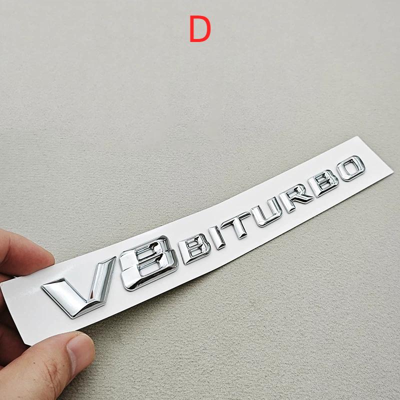 

3D ABS Chrome Logo V8 BITURBO Emblem Car Fender Side Badge Decal For Benz AMG C63S C63 E63 G63 G500 Sticker Accessories D