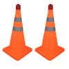 2 Stück 45 cm Faltbare Verkehrskegel mit Reflektorkragen 2 Warnlampen Orange Straßenverkehrssicherheitskegel