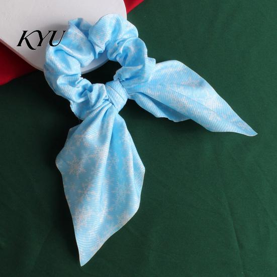 Christmas Hair Scrunchies for Women Girls, Elastic Ponytail Holders with Ribbon Bow, Decorative Wrist Soft Fabric Ties Holiday Party Accessories