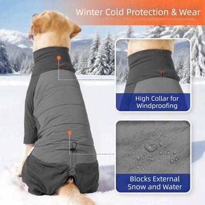 High Collar Winter Pet Jumpsuit Waterproof Windproof Dog Four-Legged Hoodie Warm Thickened Cotton Puppy Cotton Coat