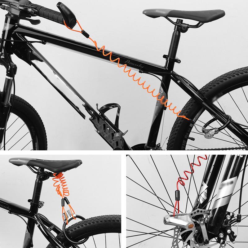120CM Motorcycle Brake Disc Lock Scooter Reminder Cable Bicycle Spring Rope Bag Anti-Theft Cable Alarm Disc Locks Protection