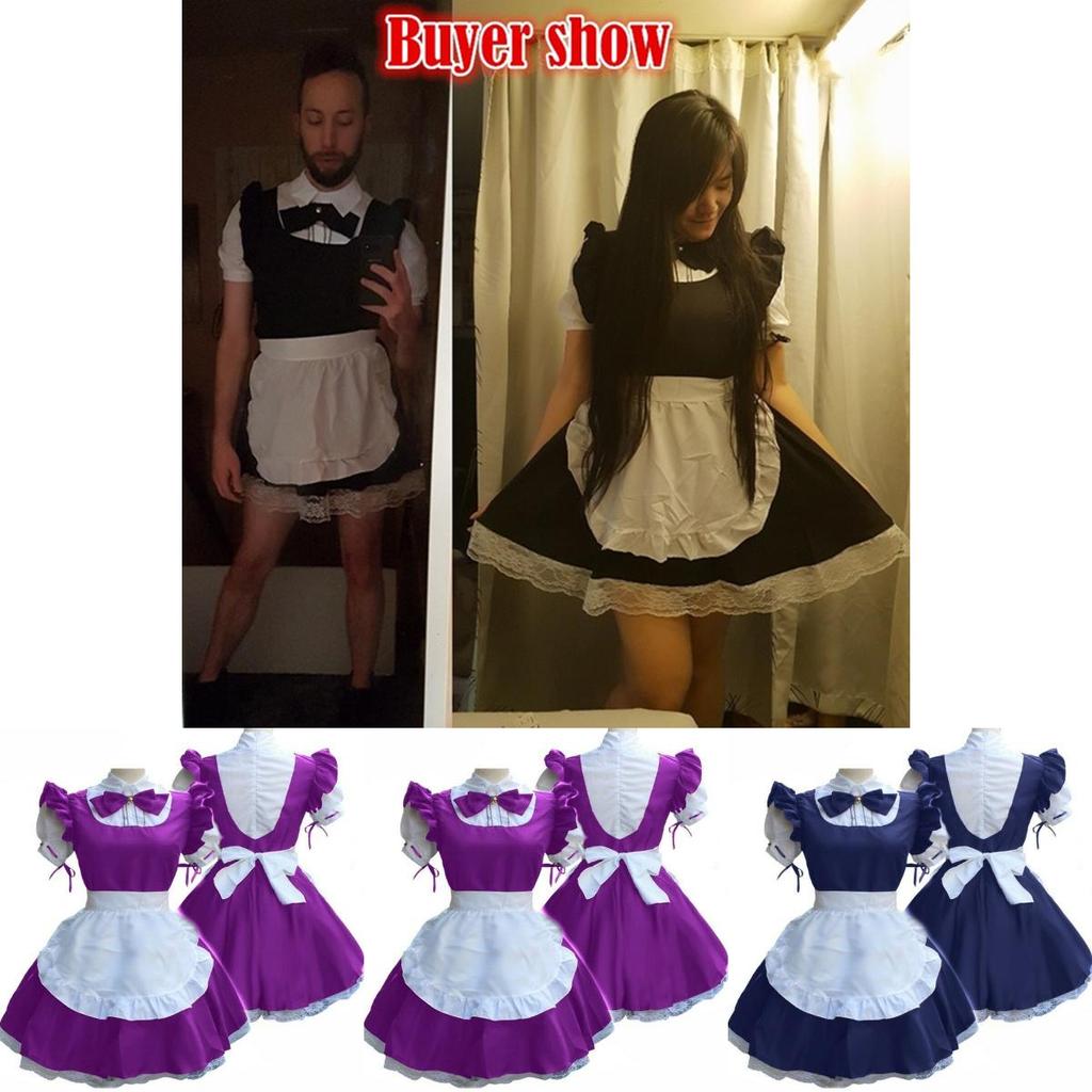 Vestito da cameriera rétro a maniche corte da donna con colletto da bambola carino ed estetica da principessa
