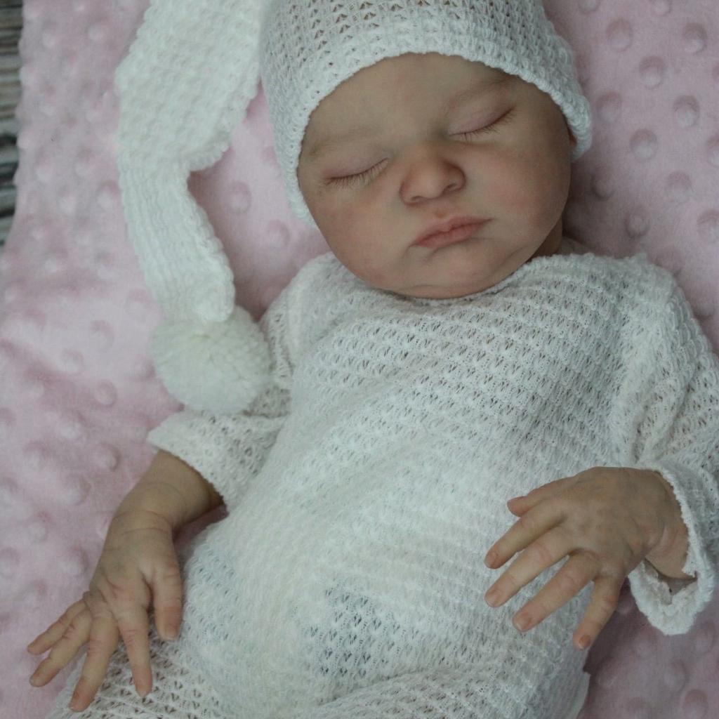 BZDOLL 50cm 20inch Weichvinyl Schlafendes Baby Reborn-Puppe mit 3D-bemalter Haut, Sichtbaren Adern und Stoffkörper Spielzeug für Mädchen Kinder Neugeborenen-Geschenk