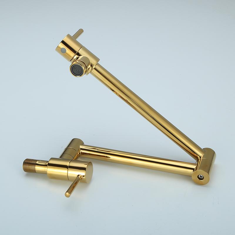 Köksblandare Awolf 10 färger Väggmonterad svart grytfyllare Massiv mässing Enkelhål Guld Vikbar kran FW008