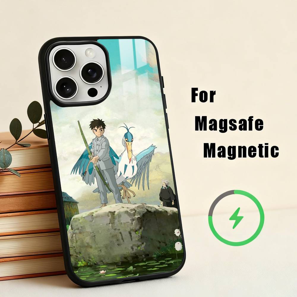 

T-The Boy and the Heron Anime Phone Case For iPhone17,16,15,14,13,12,11 Plus,Pro Max Magnetic For Magsafe Wireless Charging iPhone13