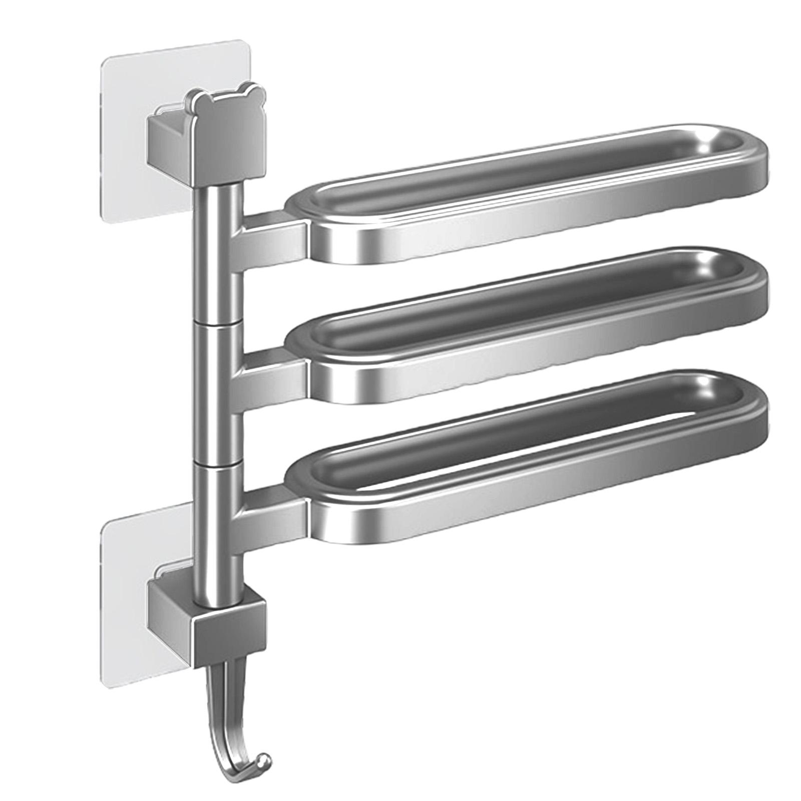 

Современный дизайн держатель для полотенец без пробивания легкая установка прочный водонепроницаемый нержавеющий для различных стилей ежедневного использования 3 серый